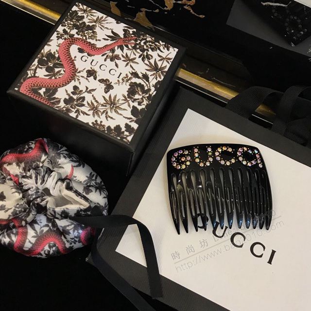 GUCCi飾品 古馳黑色髮夾 Gucci水晶字母頭飾發梳髮夾  zgbq1208